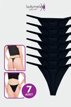LadyMeleq Kadın Tanga, Perfect Fall G String Tanga, 7 Adet Siyah