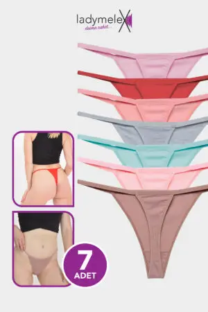 LadyMelex Kadın Tanga, Perfect Fall G String Tanga, Soft Renkler, 7 Adet